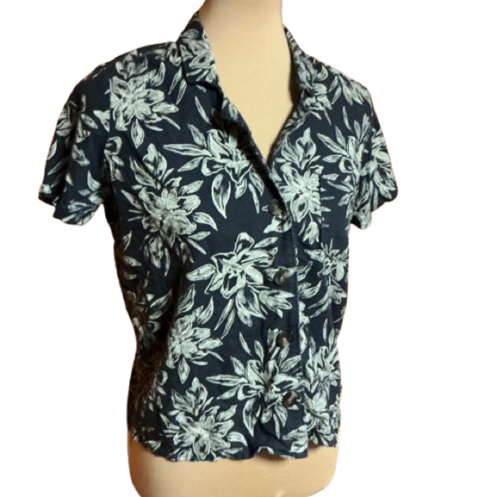 Hang Ten Linen Tropical leaves button down shirt
